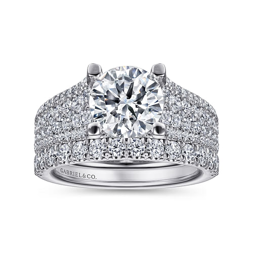 14K White Gold Round Diamond Engagement Ring