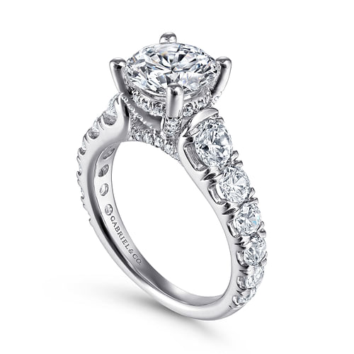 14K White Gold Round Diamond Engagement Ring