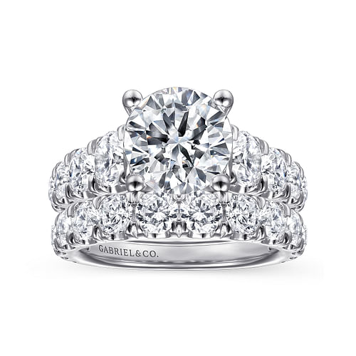 14K White Gold Round Diamond Engagement Ring