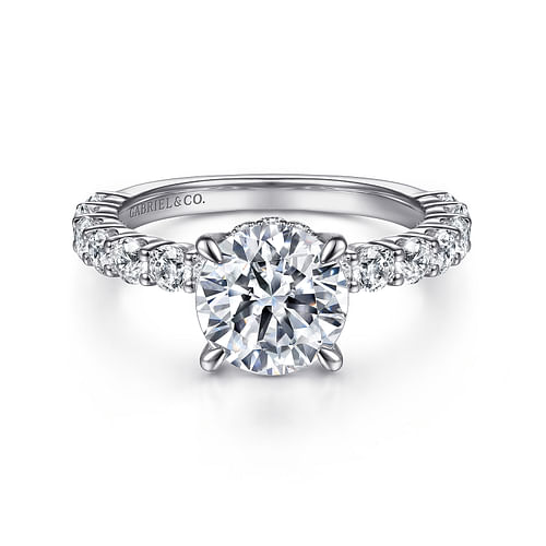 14K White Gold Round Diamond Engagement Ring