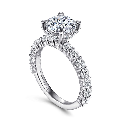 14K White Gold Round Diamond Engagement Ring