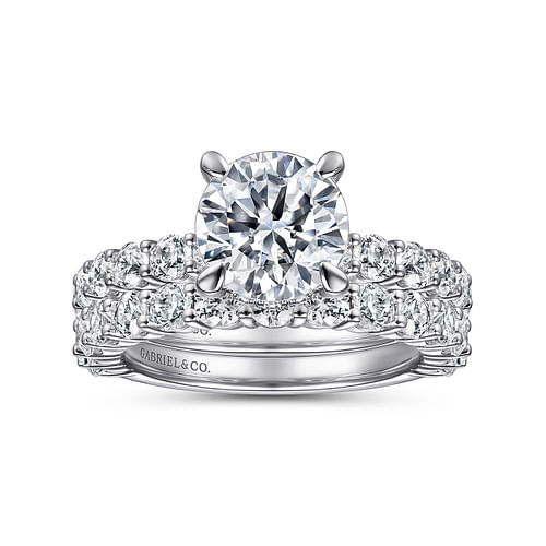 14K White Gold Round Diamond Engagement Ring