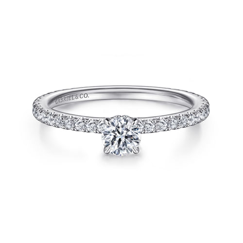 14K White Gold Round Diamond Engagement Ring