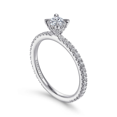 14K White Gold Round Diamond Engagement Ring