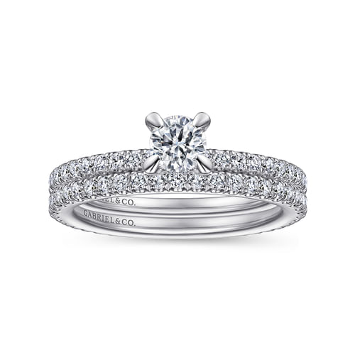 14K White Gold Round Diamond Engagement Ring