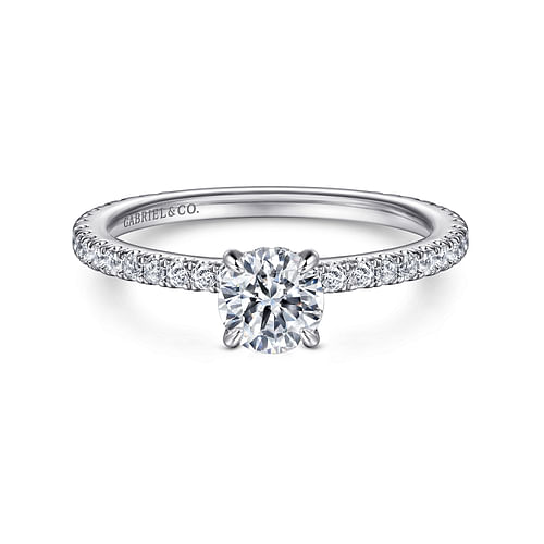 14K White Gold Round Diamond Engagement Ring