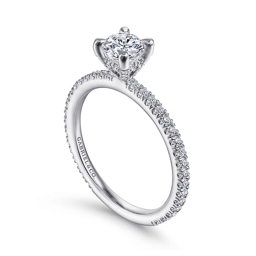 14K White Gold Round Diamond Engagement Ring