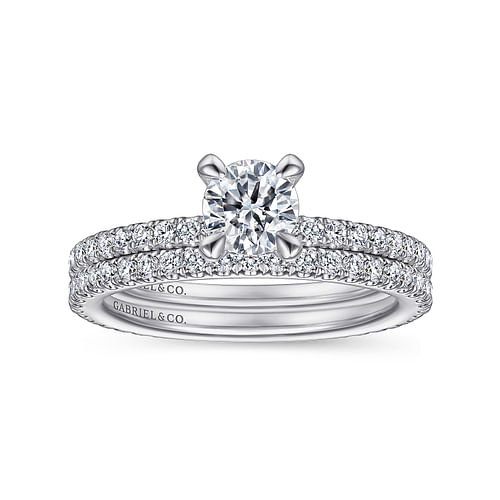 14K White Gold Round Diamond Engagement Ring