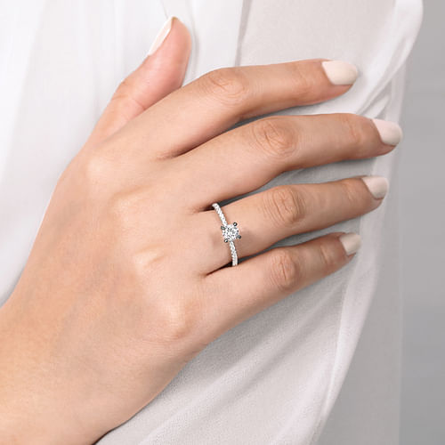 14K White Gold Round Diamond Engagement Ring