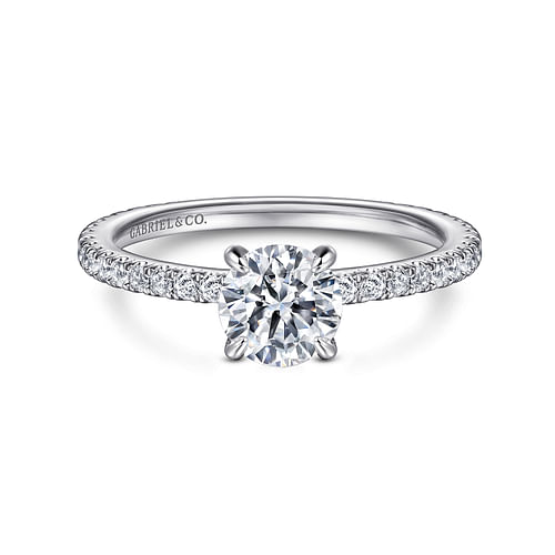 14K White Gold Round Diamond Engagement Ring