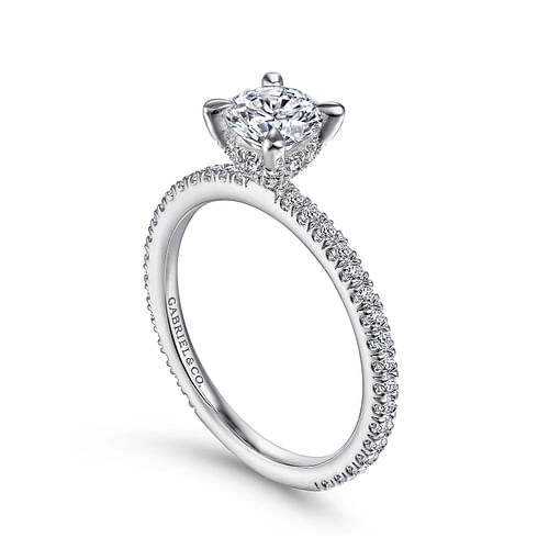 14K White Gold Round Diamond Engagement Ring