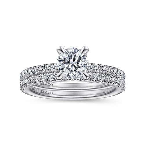 14K White Gold Round Diamond Engagement Ring