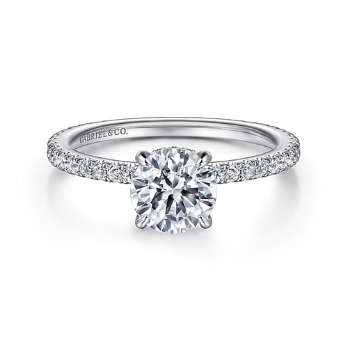 14K White Gold Round Diamond Engagement Ring