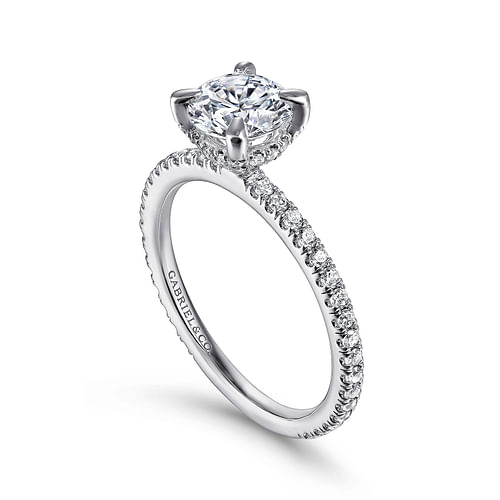 14K White Gold Round Diamond Engagement Ring