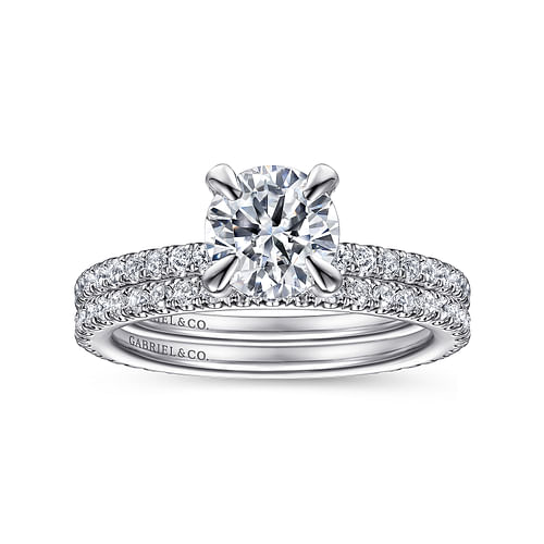 14K White Gold Round Diamond Engagement Ring