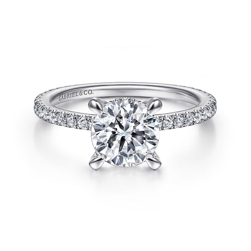 14K White Gold Round Diamond Engagement Ring