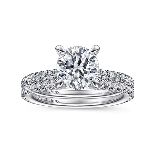 14K White Gold Round Diamond Engagement Ring