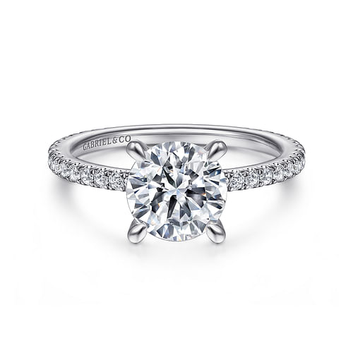 14K White Gold Round Diamond Engagement Ring