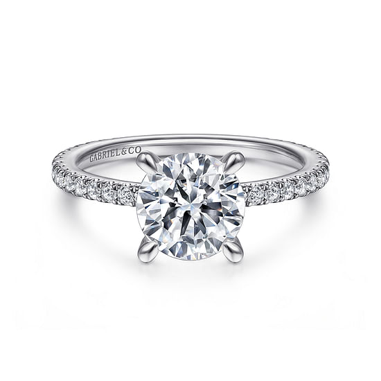 Gabriel - 14K White Gold Round Diamond Engagement Ring