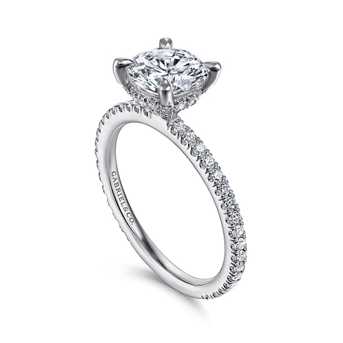 14K White Gold Round Diamond Engagement Ring