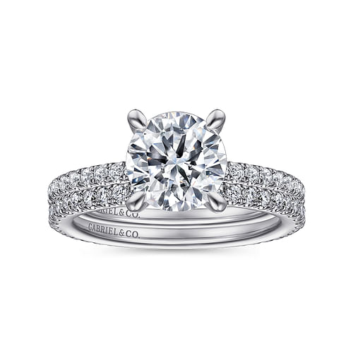 14K White Gold Round Diamond Engagement Ring