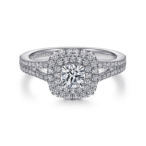 14K White Gold Round Diamond Engagement Ring