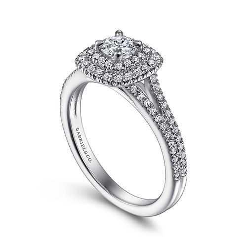 14K White Gold Round Diamond Engagement Ring