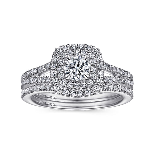 14K White Gold Round Diamond Engagement Ring