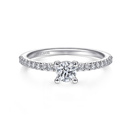 14K White Gold Round Diamond Engagement Ring