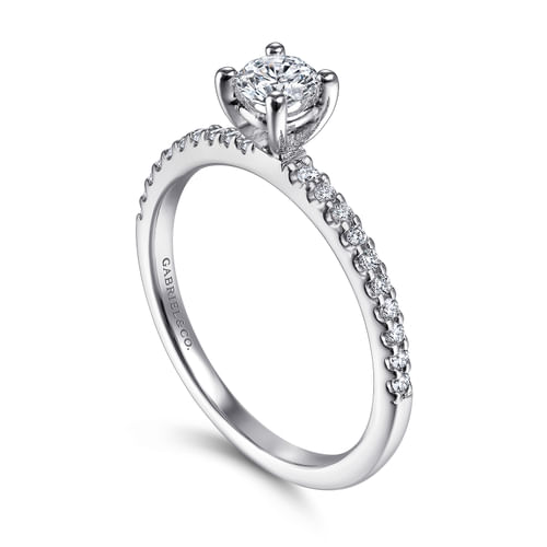 14K White Gold Round Diamond Engagement Ring