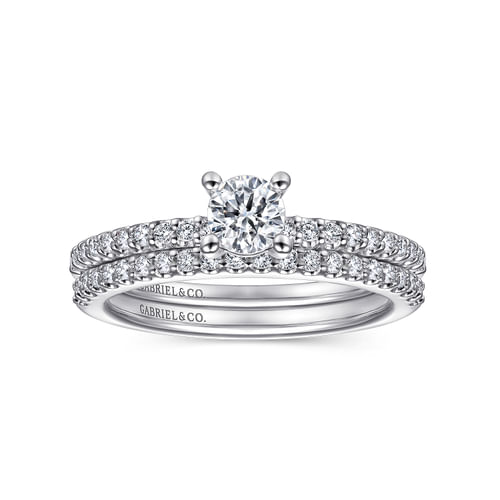 14K White Gold Round Diamond Engagement Ring