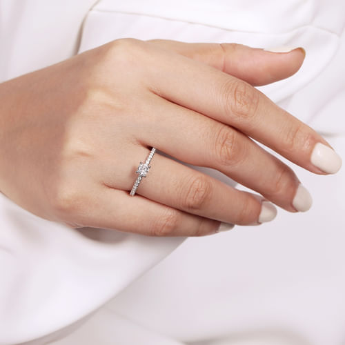 14K White Gold Round Diamond Engagement Ring