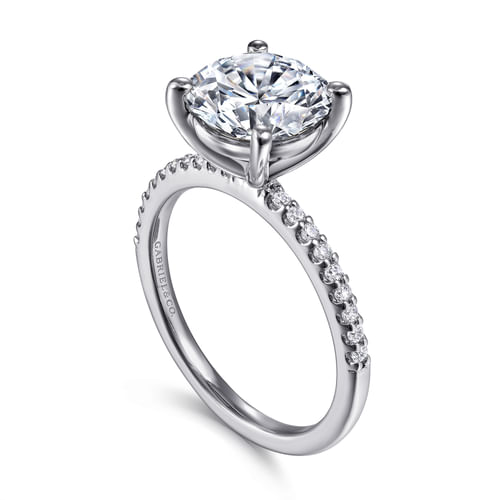 14K White Gold Round Diamond Engagement Ring