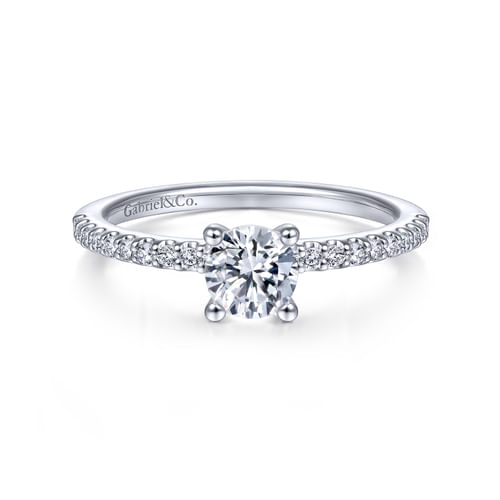 14K White Gold Round Diamond Engagement Ring