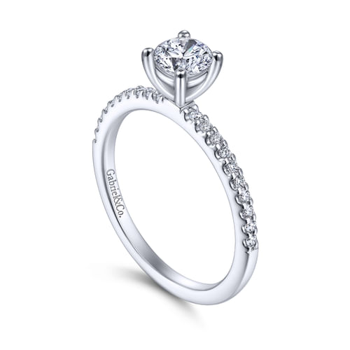 14K White Gold Round Diamond Engagement Ring