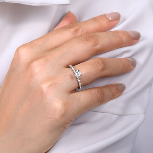 14K White Gold Round Diamond Engagement Ring