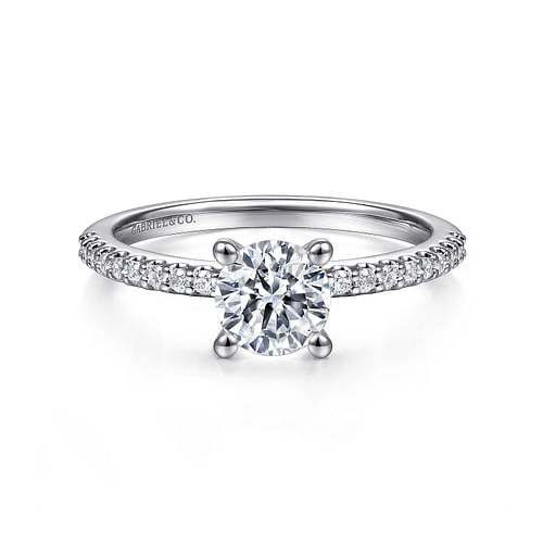 14K White Gold Round Diamond Engagement Ring