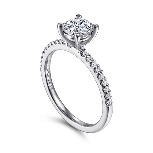 14K White Gold Round Diamond Engagement Ring