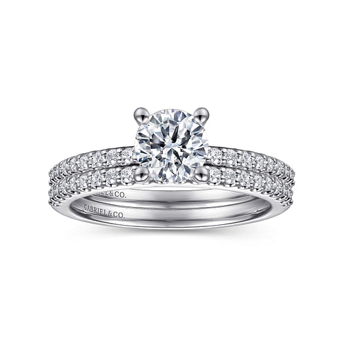 14K White Gold Round Diamond Engagement Ring