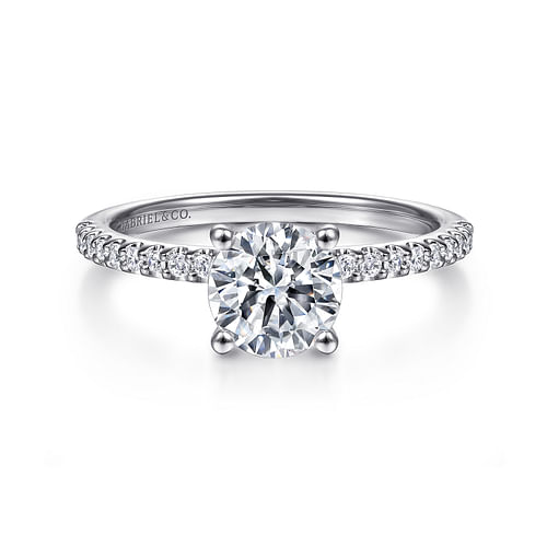 14K White Gold Round Diamond Engagement Ring