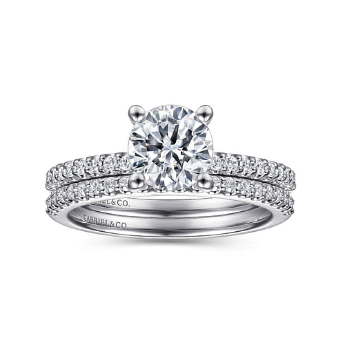 14K White Gold Round Diamond Engagement Ring