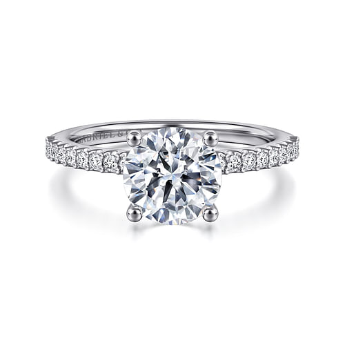 14K White Gold Round Diamond Engagement Ring