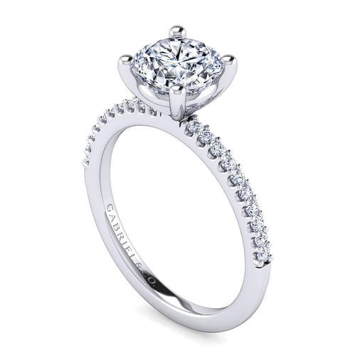 14K White Gold Round Diamond Engagement Ring