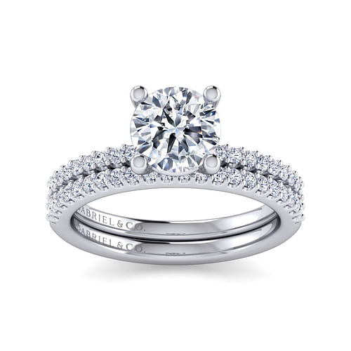 14K White Gold Round Diamond Engagement Ring