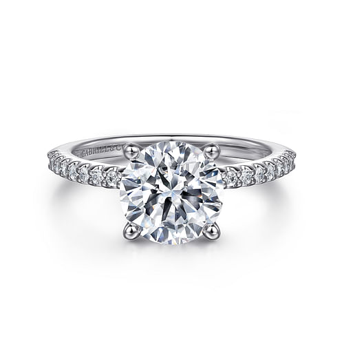 14K White Gold Round Diamond Engagement Ring