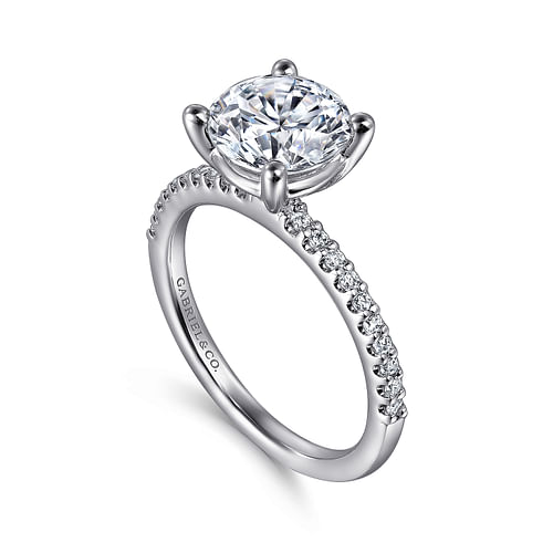 14K White Gold Round Diamond Engagement Ring