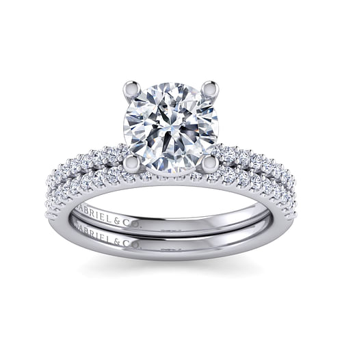 14K White Gold Round Diamond Engagement Ring