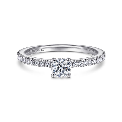 14K White Gold Round Diamond Engagement Ring