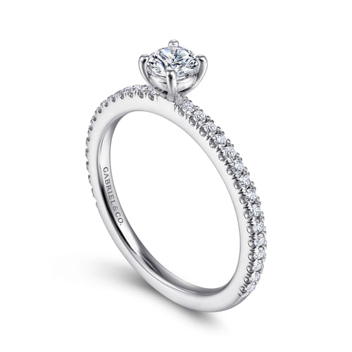 14K White Gold Round Diamond Engagement Ring