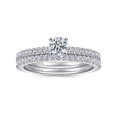 14K White Gold Round Diamond Engagement Ring